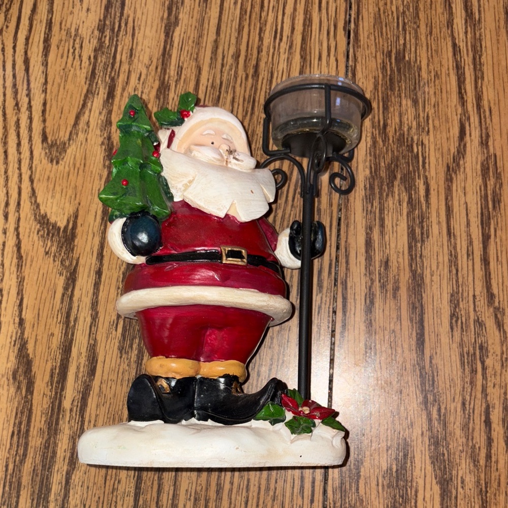Festive Santa Claus Figurine with Candle Holder